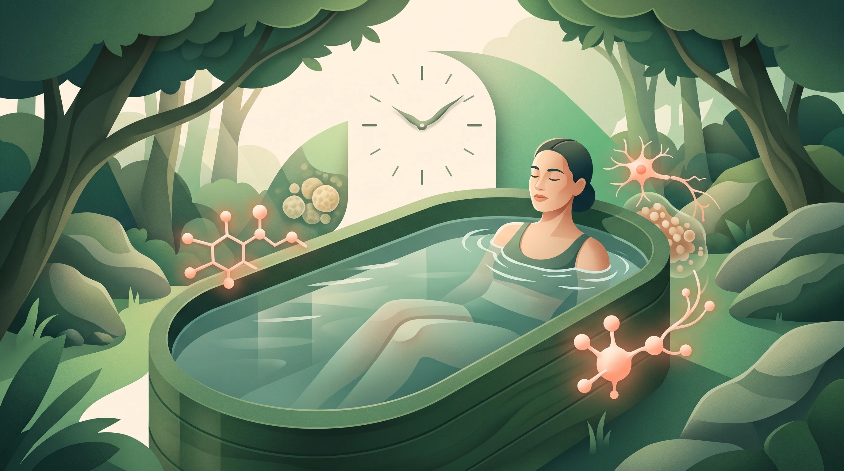 Illustration of a person preparing for a controlled cold-water immersion session