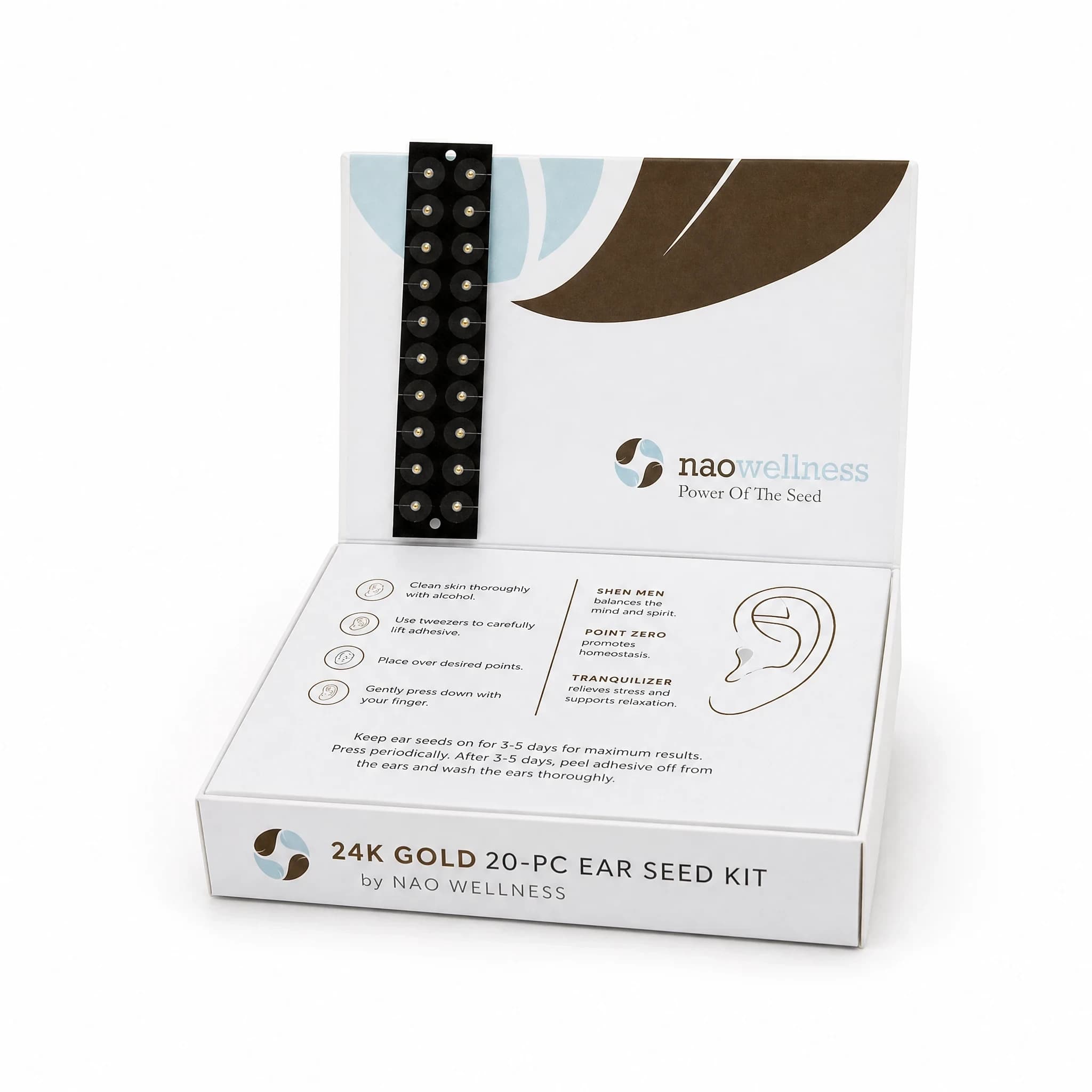 NAO Wellness 24K Gold 20-pc Ear Seed Kit